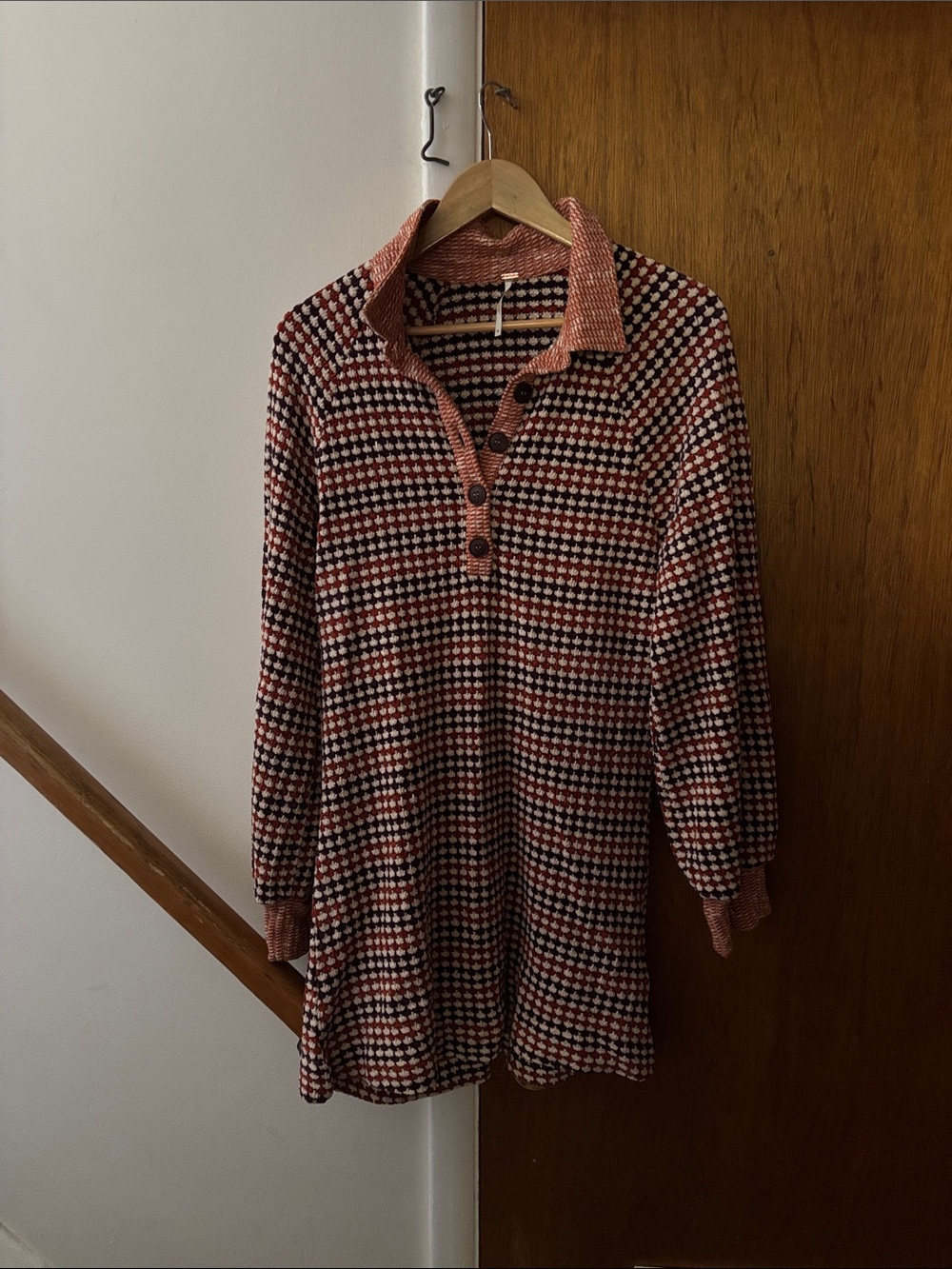 Free People Rust Multi Geometric Knit Tunic